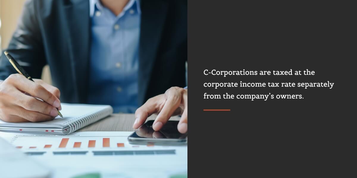 C-corporations are taxed at corporate income tax rates