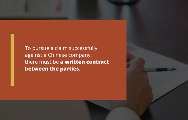 Pursue a claim successfully against a chinese company
