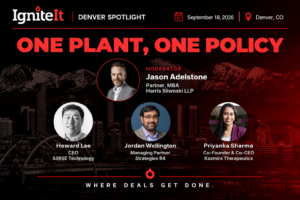 Event banner for “IgniteIt: Denver Spotlight” with moderator Jason Adelstone and speakers Howard Lee, Jordan Wellington, and Priyanka Sharma; event date is September 18, 2026, in Denver, CO.