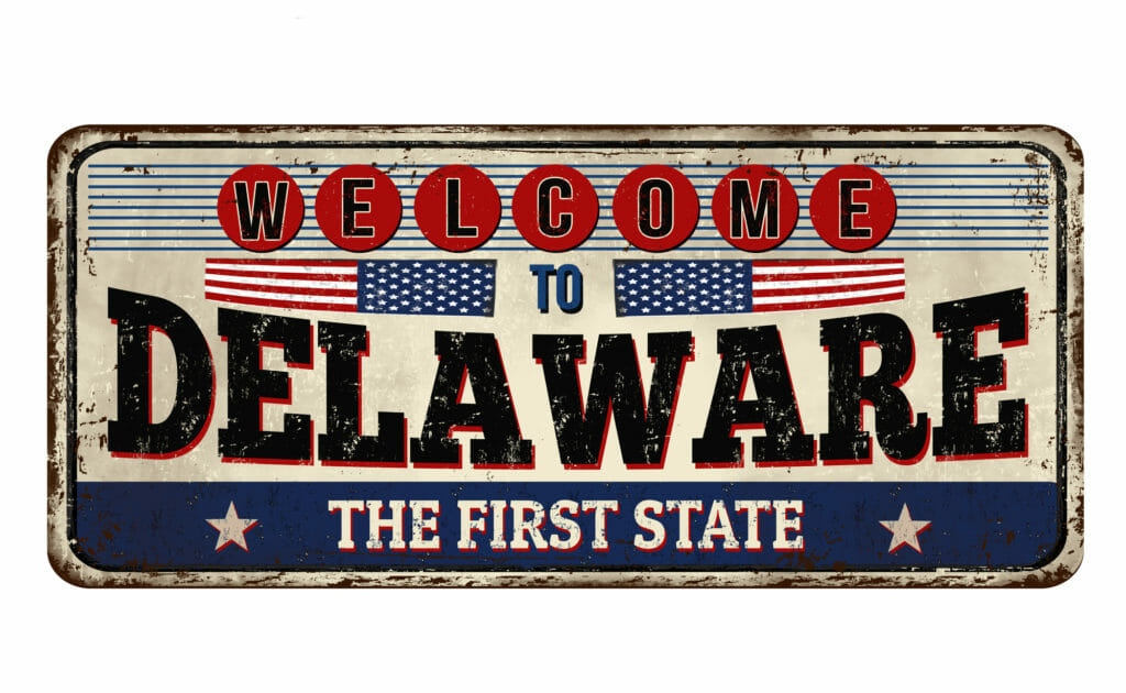 Bienvenido a Delaware cartel vintage de metal oxidado