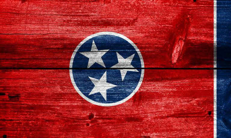 Pintura sobre madera con la bandera de Tennessee