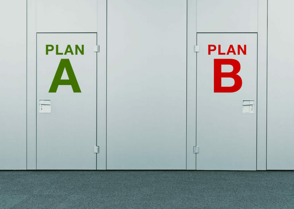 Puertas Plan A o Plan B, concepto de elección