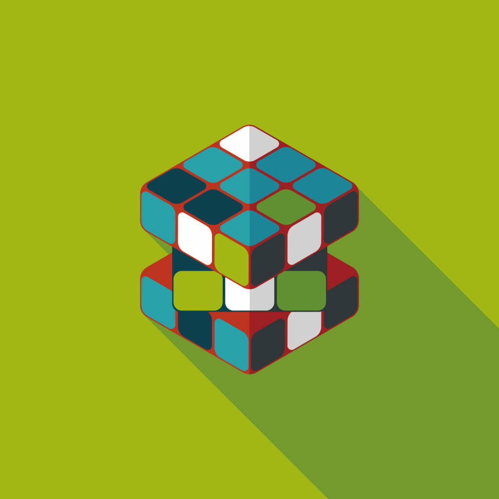 clipart rubix cube on green background with shadow