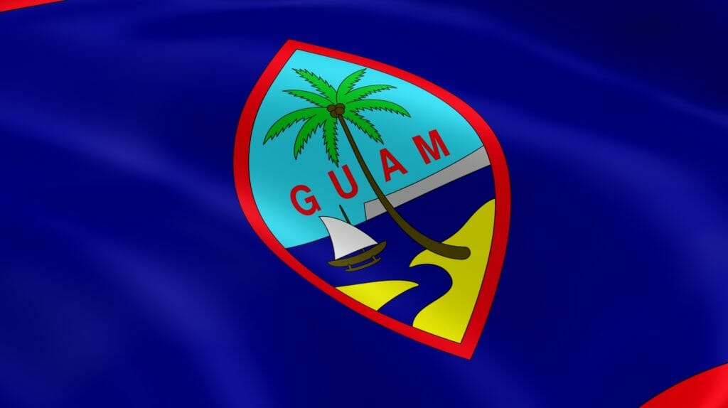 Guamanian flag in the wind