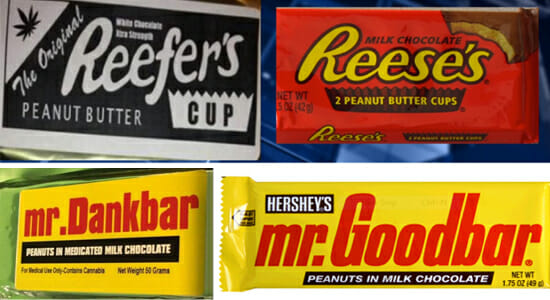 parody hersheys candy - reefers cup and mr. dankbar