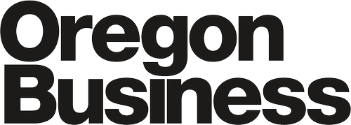 Logo with the words "Oregon Business" in bold, black letters on a transparent background.