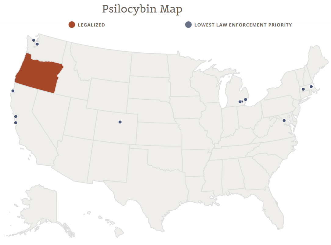 psilocybin map of legality by state