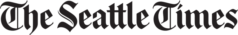 The seattle times logo on a black background.