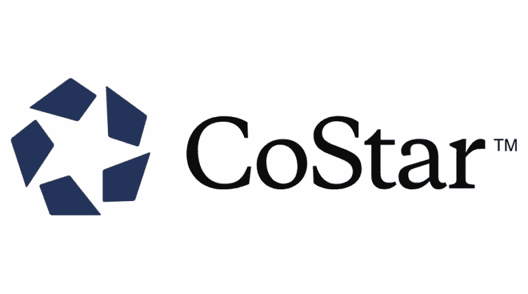 The CoStar logo features a navy geometric star symbol to the left of the word "CoStar" in black serif font with a trademark symbol.