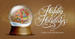 Happy Holiday greeting with snowglobe