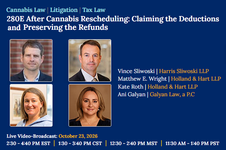 Upcoming Webinar: Cannabis Rescheduling and Section 280E